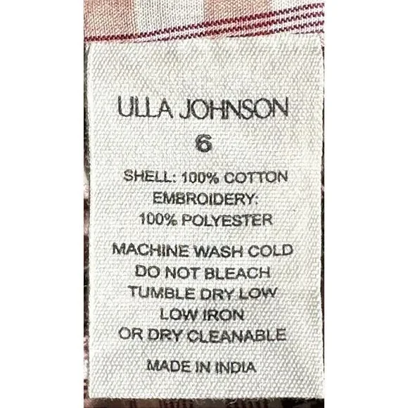 ULLA JOHNSON Filia Plaid Dress in Madras New With Tags Size 6
